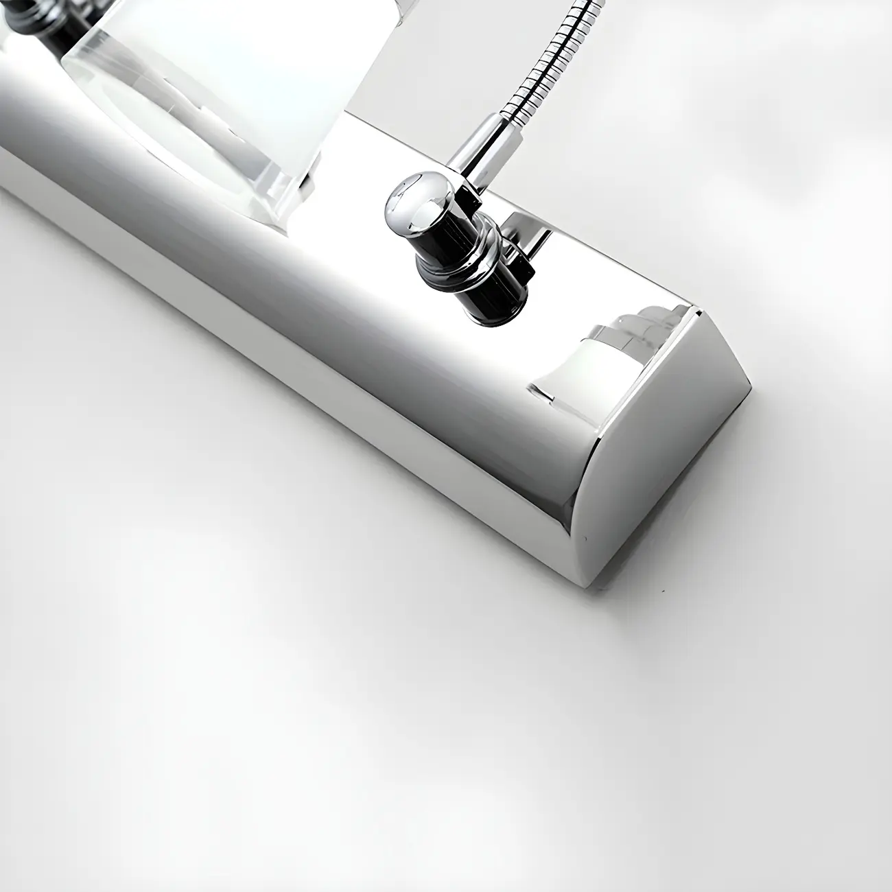 Modern Chrome LED Bathroom Vanity Light with White Shade