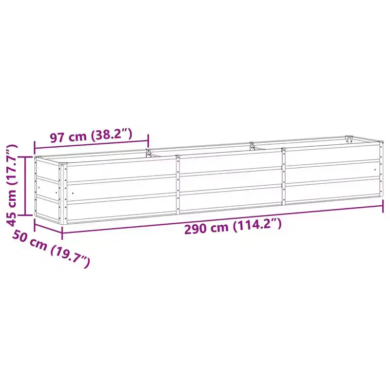 vidaXL Planter Light Grey 480 x 50 x 45 cm Galvanised Steel