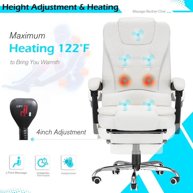 AECOJOY Heated Executive Office Chair w/ Massage &Adjustable Height