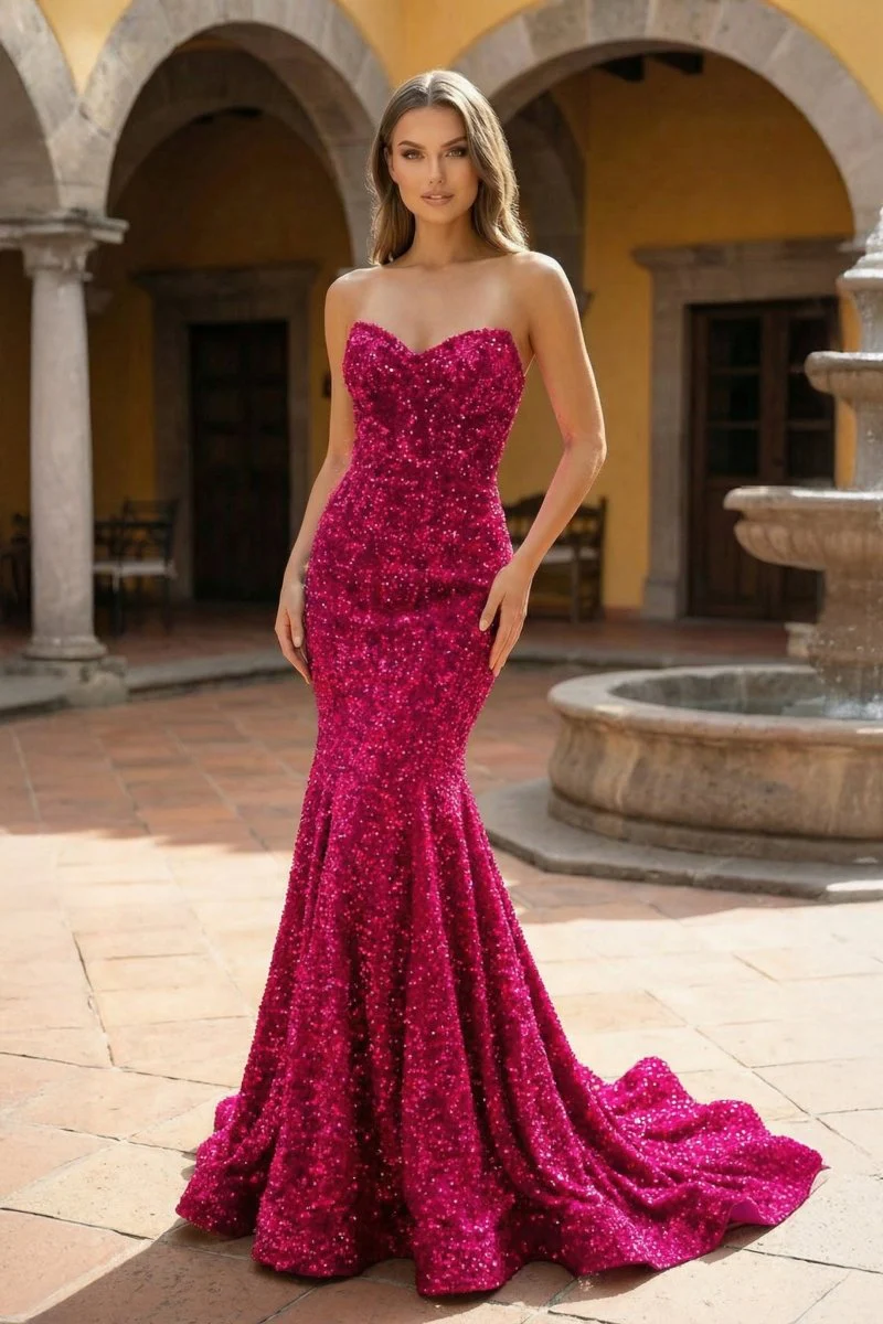 Mermaid Sweetheart Neck Sequins Prom Dress
