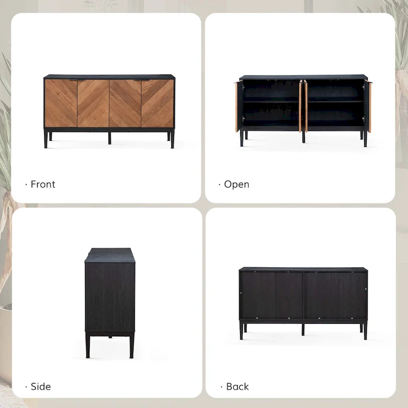 Senin Modern Herringbone TV Stand with Adjustable Shelves by HULALA HOME - 55 inches