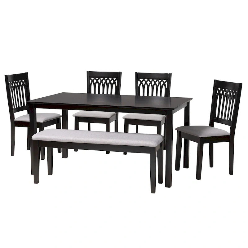 Modern Fabric and Wood Dining Set
