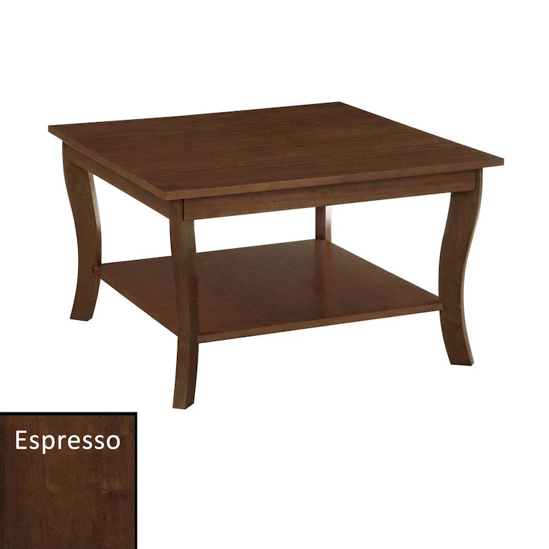 Square Coffee Table with Bottom Shelf