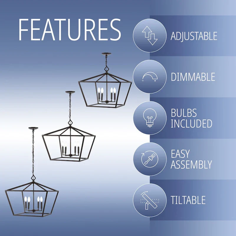 Floyd 4-Light Adjustable Iron Rustic Glam LED Pendant, by JONATHAN Y