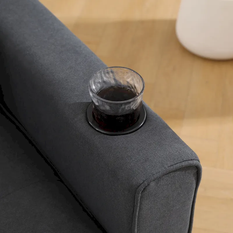 Foldable Tufted Loveseat with Pull Out Bed and Side Pockets