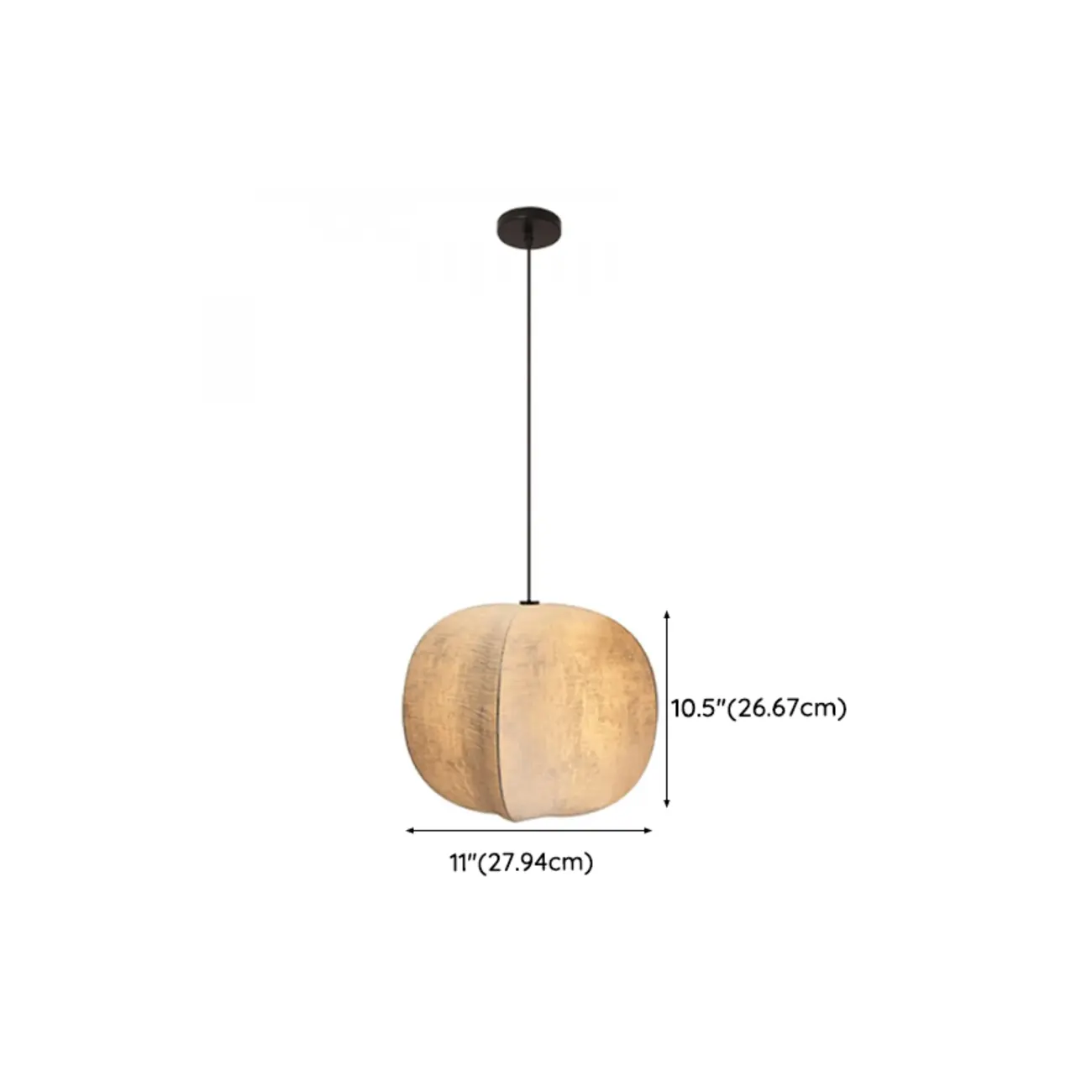 Modern Beige Fabric Geometric Pendant Light Adjustable Height