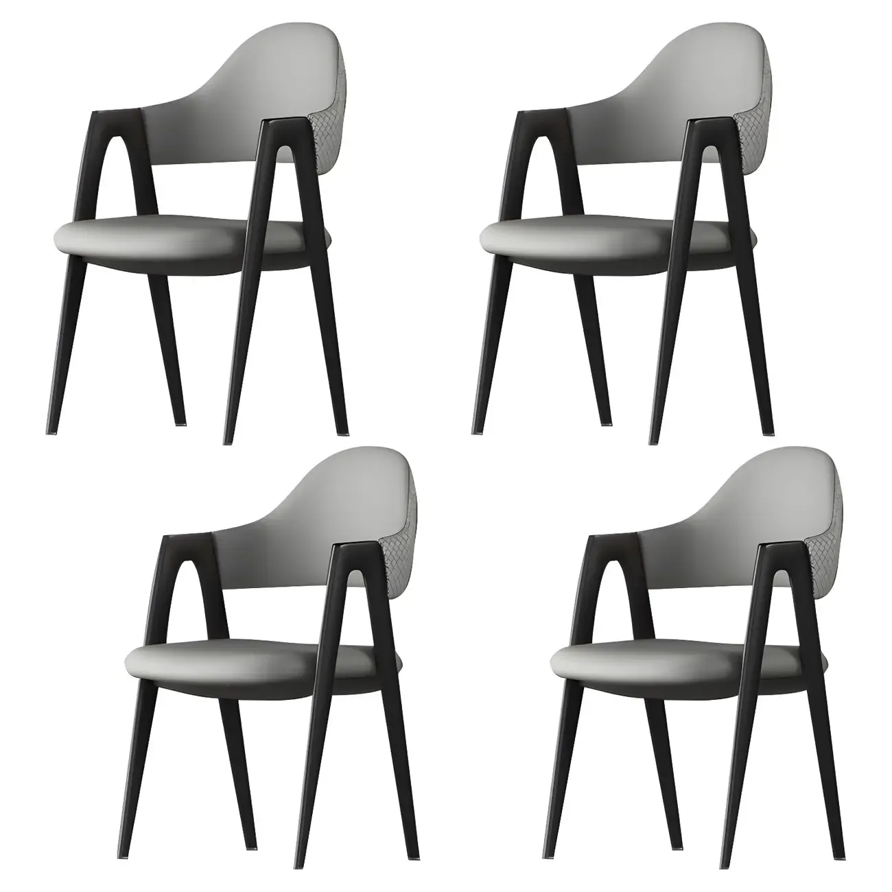 Modern Leather Curved Open Back Arm Dining Chair