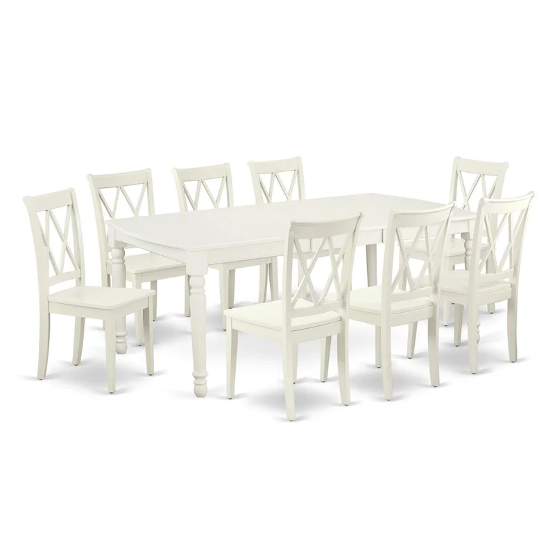 East West Furniture Dining Table Set- a Rectangle Kitchen Table and Dinette Chairs, Linen White(Pieces Option)
