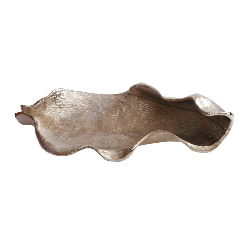 A&B Home Nickel Leaf Shaped Decorative Platter