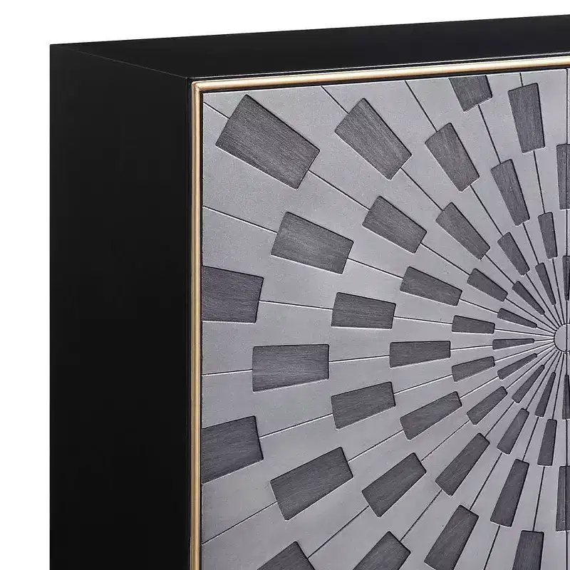 39" Quilla Accent Table Black, Gray and Brass Finish - Acme Furniture