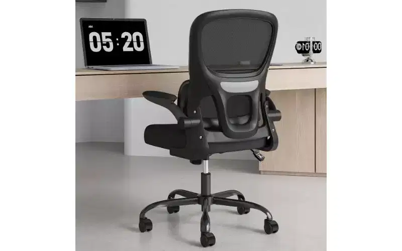 TUYOHW Double Mesh Ergonomic Office Chair, Home Office Desk Chair with Flip-Up Armrests, Computer Chair with Lumbar Support & Rolling Wheels