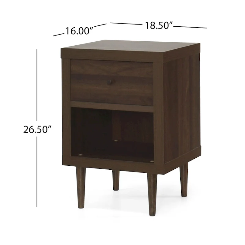 Nystrom Faux Wood Single Drawer Nightstand by Christopher Knight Home