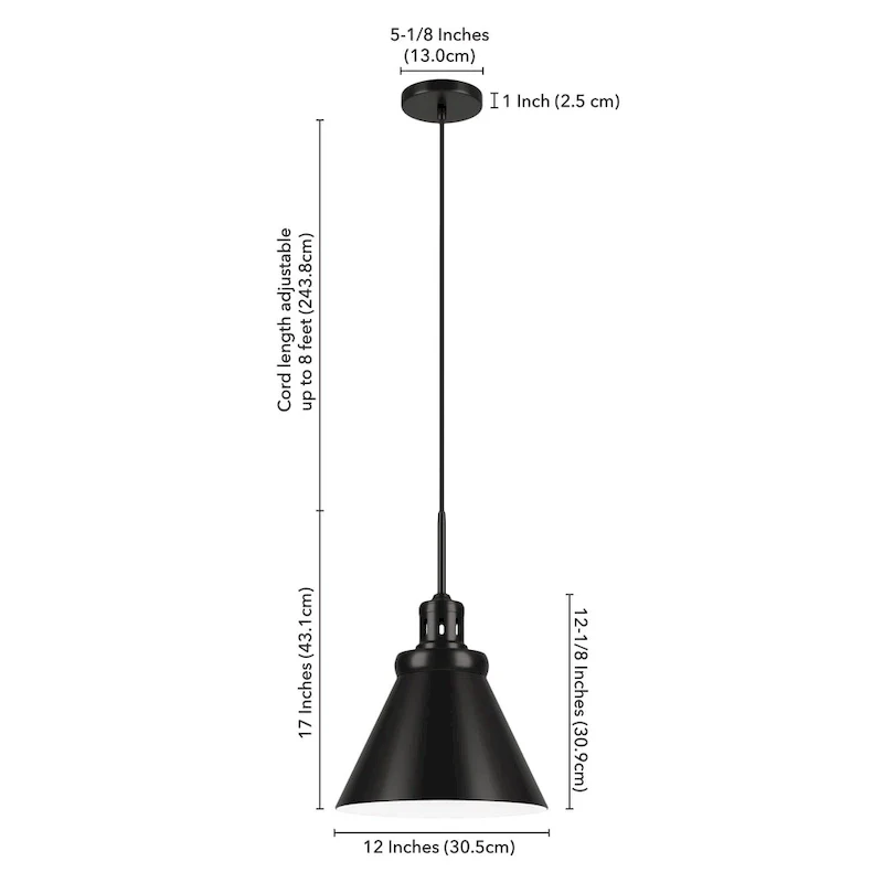 Zeno 12  Wide Pendant with Metal Shade