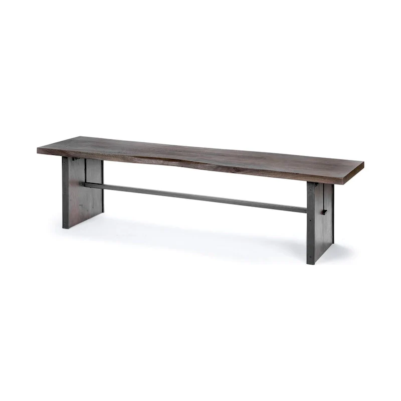 Brown Solid Wood Live-Edge Dining Bench – 70W x 17D x 18H Inches