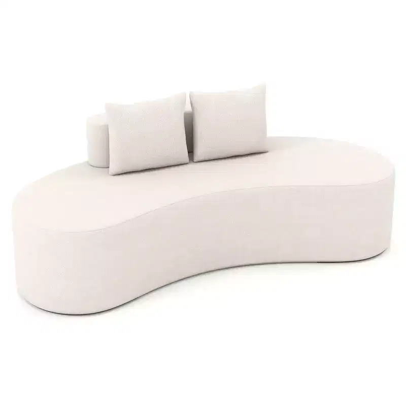 Costway 78.5 Sofa Couch Upholstered Curved Sofa with 2 Cozy Pillows Low Backrest Beige/Gray