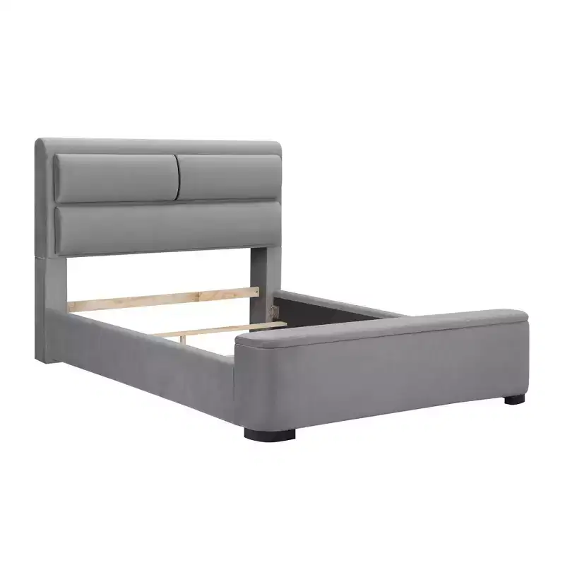 Queen Nirlen Upholstered Bed with Storage Gray - HOMES: Inside + Out: Polyester, Foam, Rubberwood, Modern Design