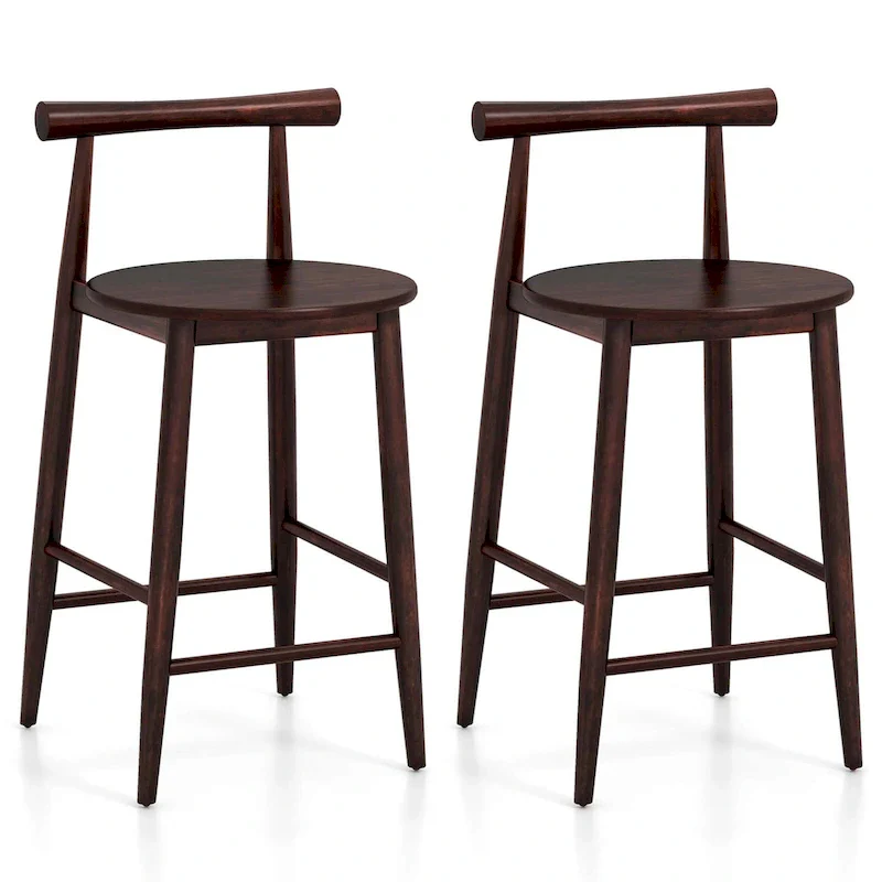 Costway Bar Chair Counter Height Stools Set of 2/4 with Acacia Wood