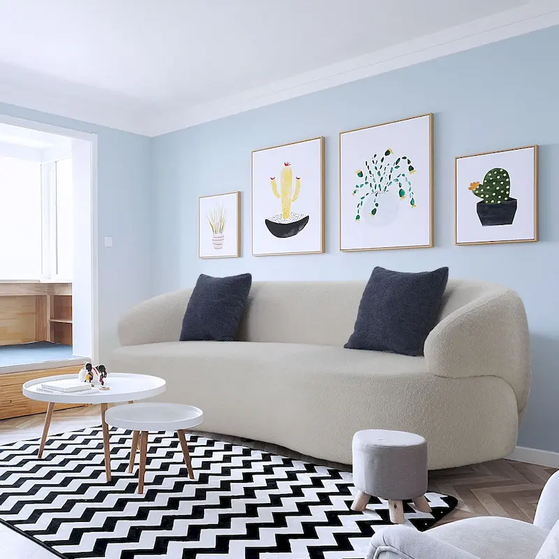 86.61in 3 Seater Modern Curved Upholstered Fabric Sofa Courch