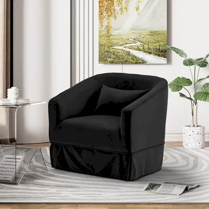 Ouyessir Set of 2 Swivel Barrel Chair 360 Degree Upholstered Accent Chair Fabric Armchair