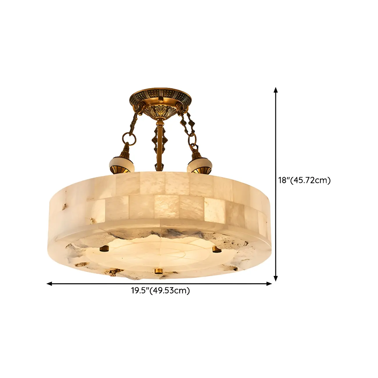 Luxurious Gold Alabaster Cylindrical Chandelier