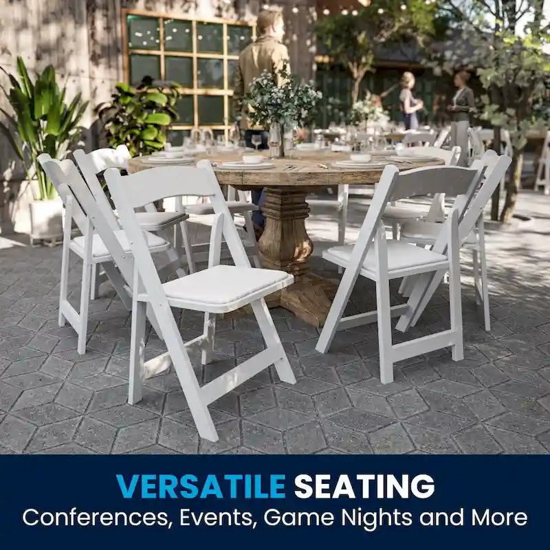 Wood Folding Chair with Vinyl Padded Seat (Set of 2)
