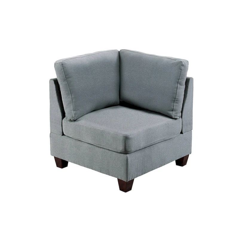 Remy 32 Inch Modular Corner Sofa Chair, Soft Gray Chenille, Solid Wood