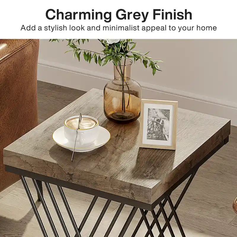 Square End Table,Mid-century Modern Bed Side Tables, Accent Table Living Room