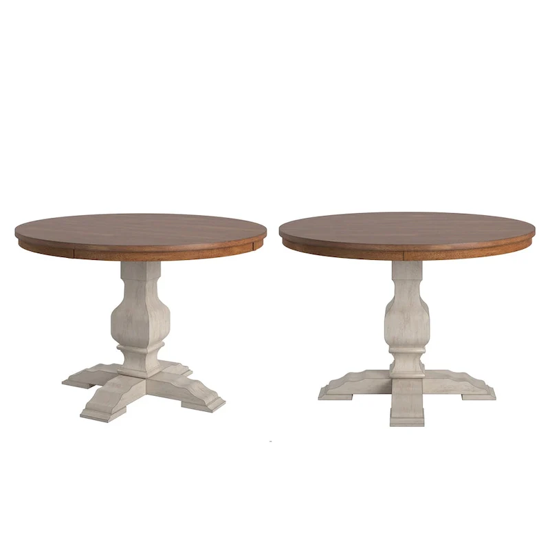 Ronda Two-Tone Round Solid Wood Top Dining Table