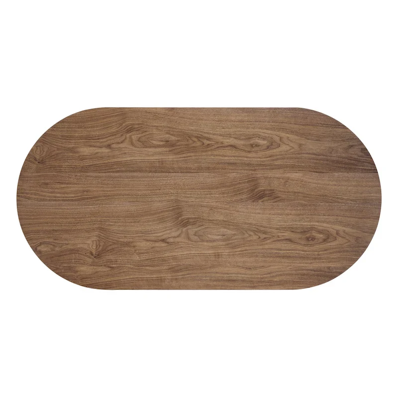 Walnut Oval Dining Table with Semi-Circle Legs - 86.5 Inch