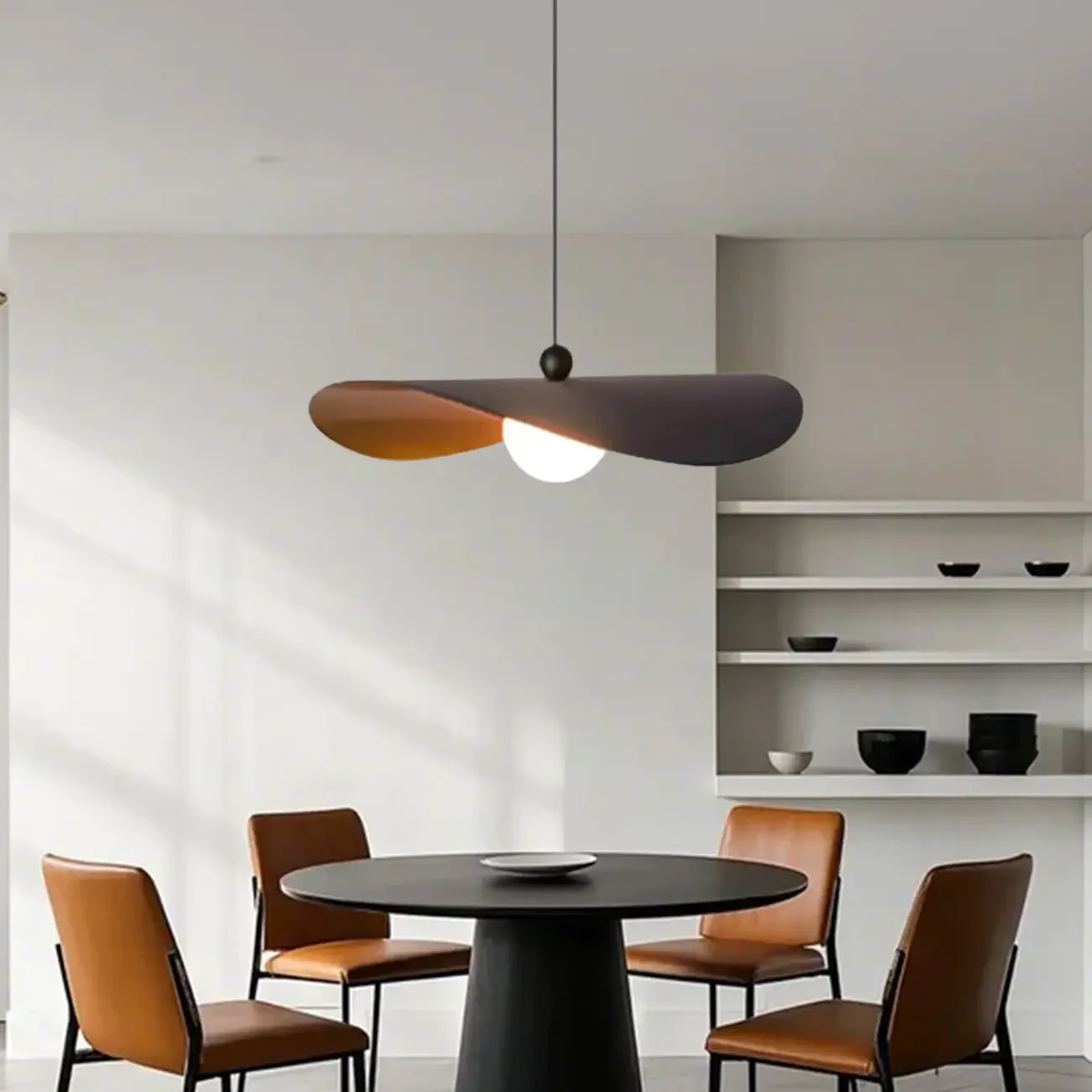 Designer White Glass Globe Pendant Light with Lotus Leaf Shade