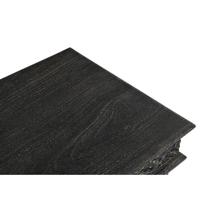 HomeRoots 24  Black Distressed Solid Wood End Table - 24