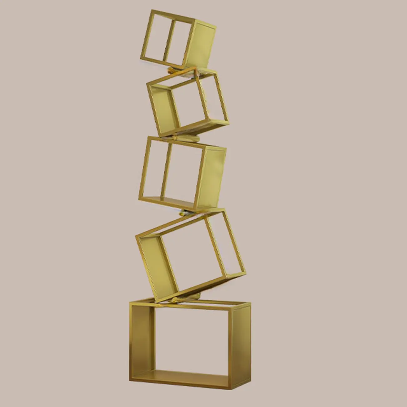 73H Black Metal Geometric Open Cube Bookcase