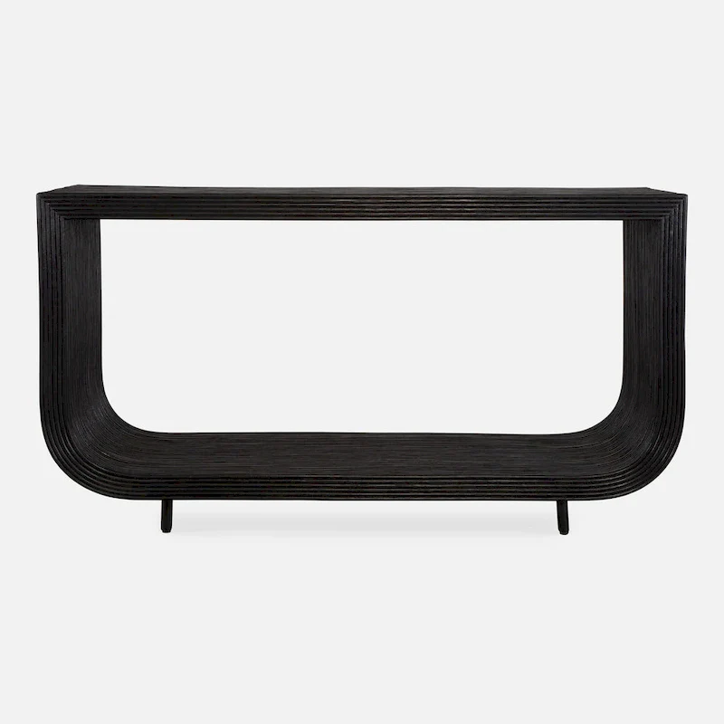 Compton Narrow Console Table with Metal Frame & Wood Shelf