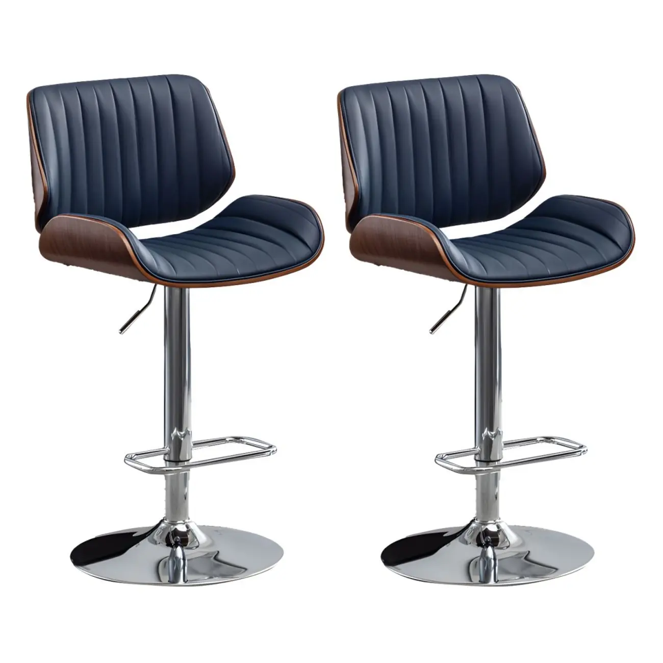 Elegant Wood Leather Red Swivel Adjustable Bar Stool