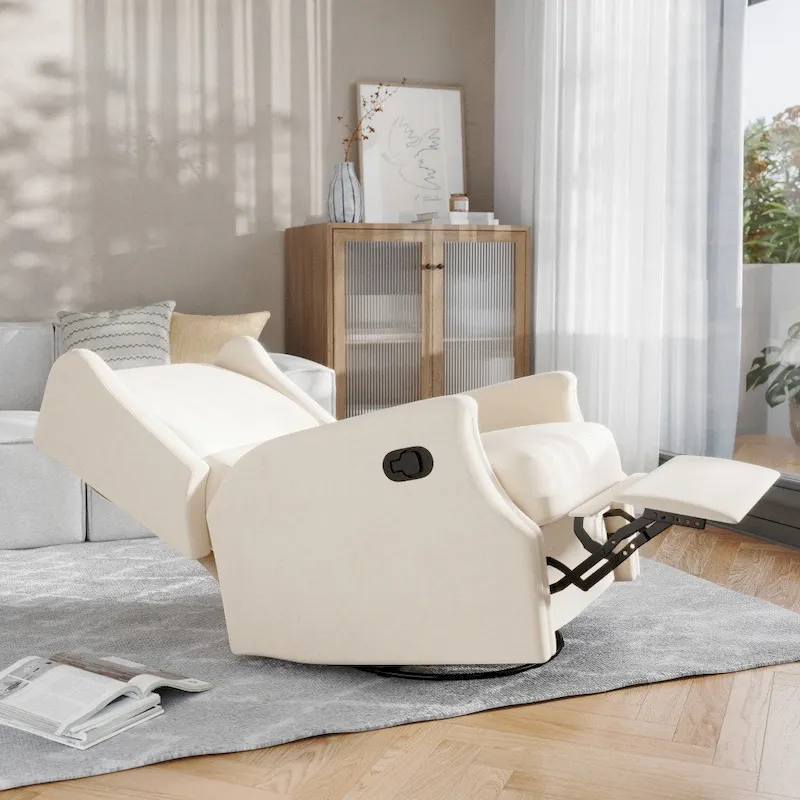 Wingback Manual Rocking Glider Recliner Chair with 360 Swivel