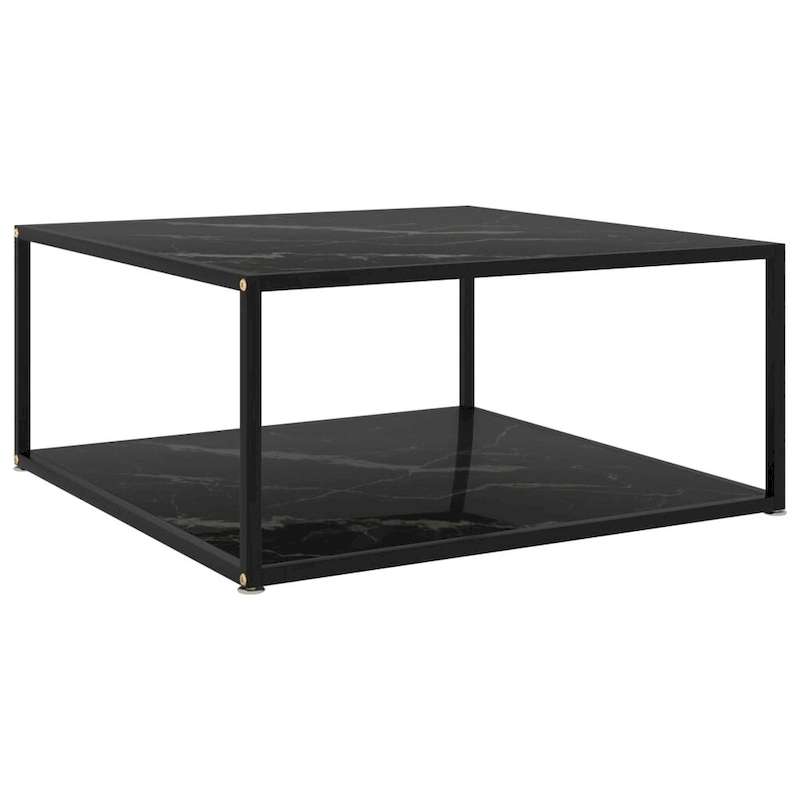 vidaXL Coffee Table Black 31.5x31.5x13.8 Tempered Glass - 31.5 x 31.5 x 13.8