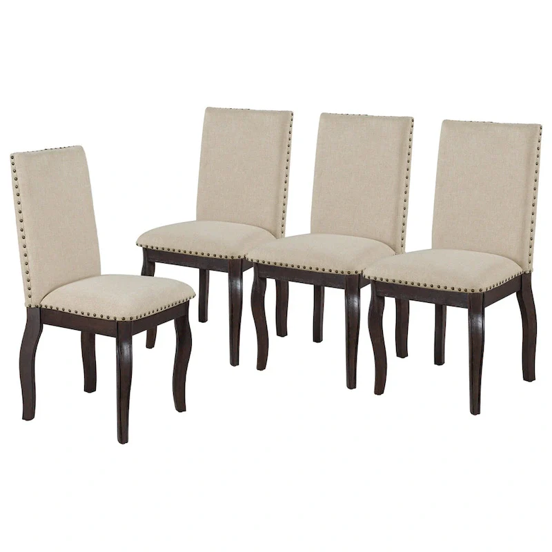 5-Piece Wooden Dining Table Set with Extendable Round Table & 4 Chairs