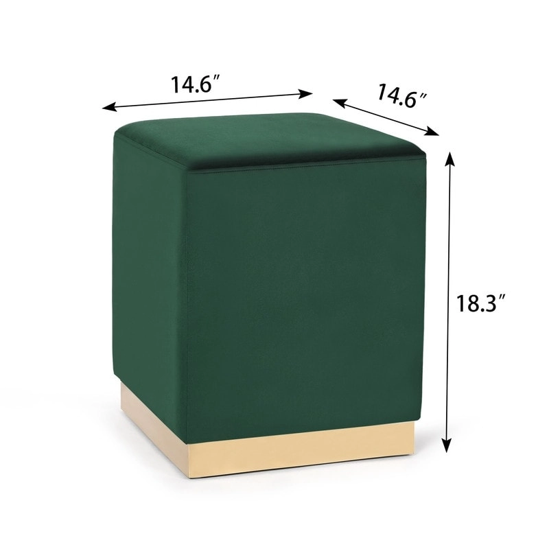 Adeco Ottoman Footrest Vanity Stool Gold Trim Footstool