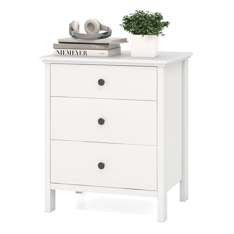 Gymax 3-Drawer Nightstand Wooden Bedside Table Modern Side End Table - See Details