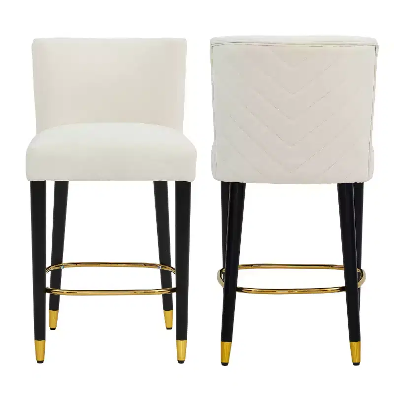 Christopher Knight Home Nordelle Modern Upholstered Rubberwood Barstool with Gold Circular Footrest (Set of 2)