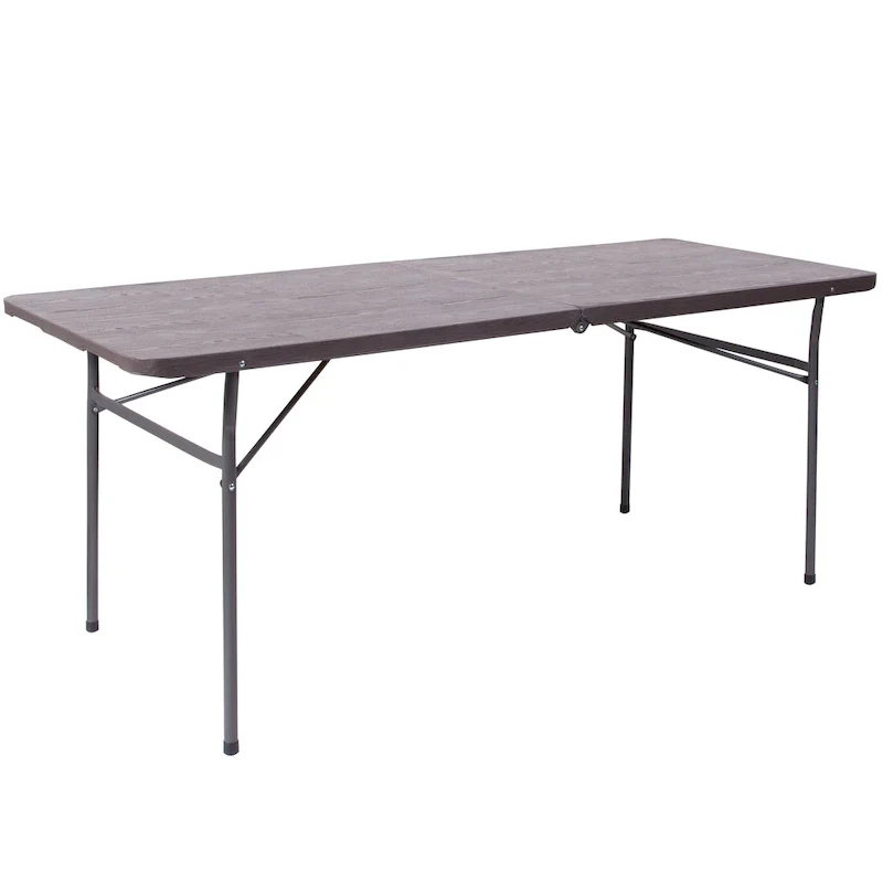 30W x 72L Bi-Fold Plastic Banquet and Event Folding Table with Carrying Handle - 72D x 30W x 29H