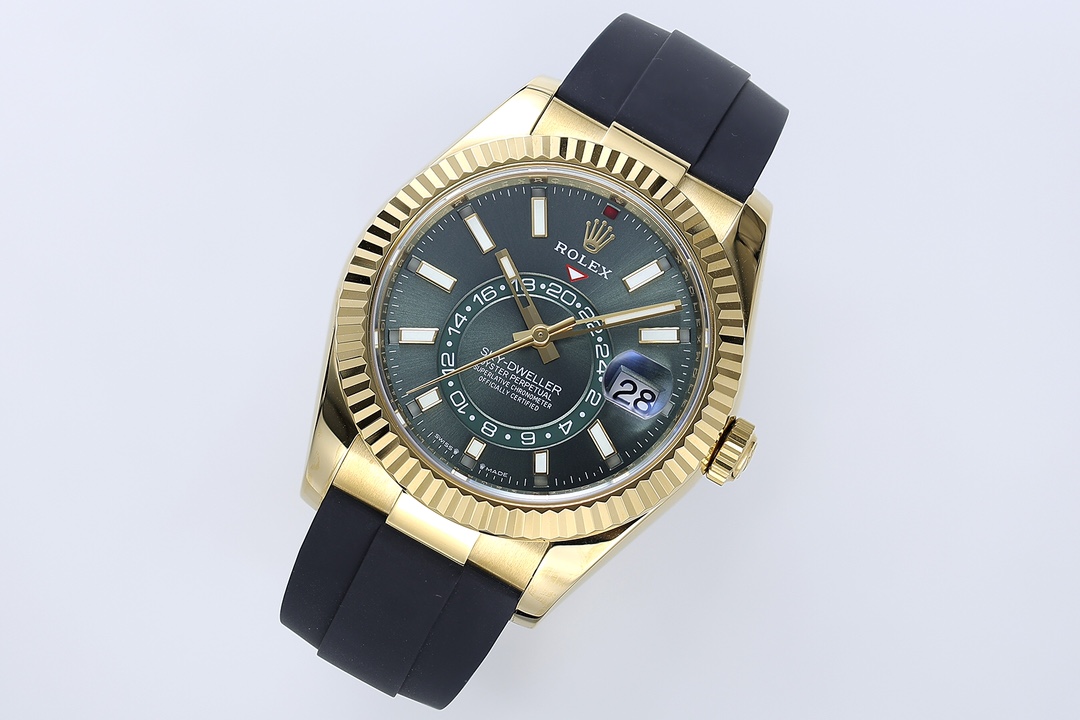 Rolex Sky-Dweller replica oro y esfera verde - movimiento 9002
