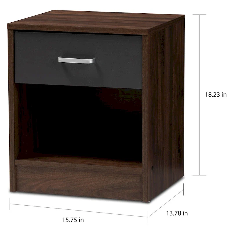 Contemporary 1-Drawer Brown and Grey Nightstand