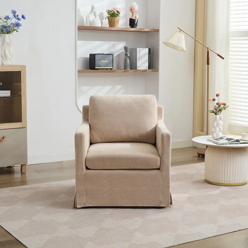 29.92 Chenille Swivel Accent Chair with Removable Cushion