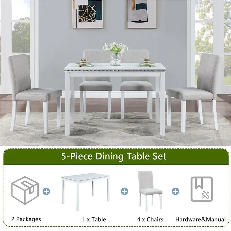 5-piece Wood Dining Counter Height Table and Chair Set
