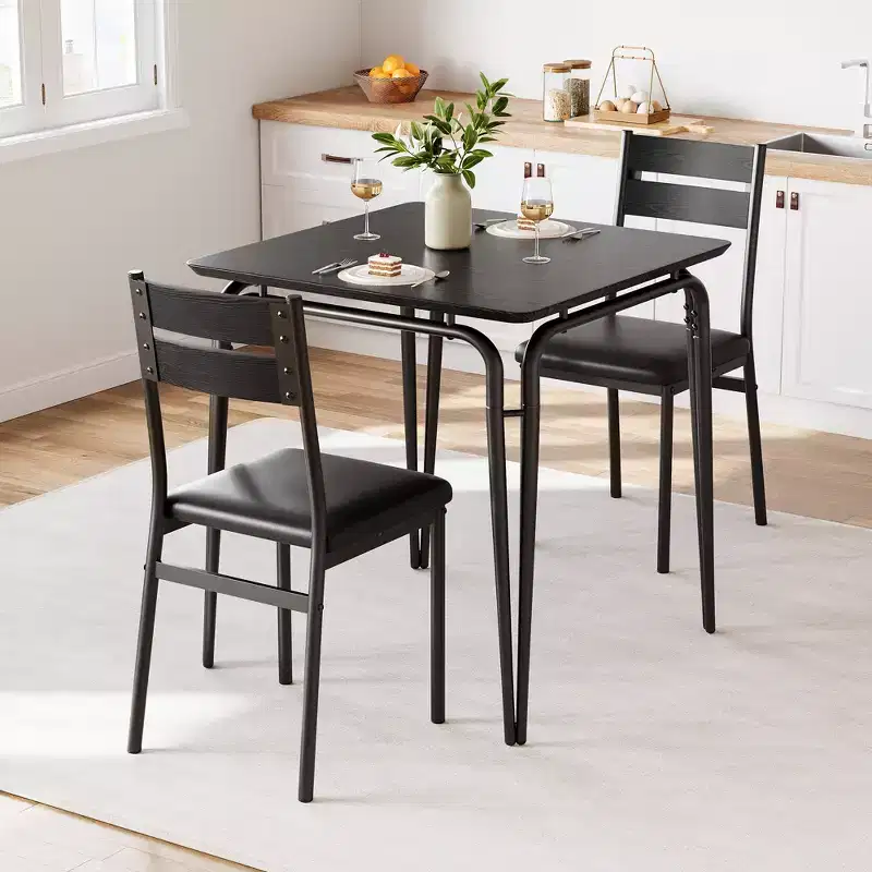 Dining Table for 2 - Small Table and Chairs, Square Dinette Set, Dinner Table Set, 3 Piece Kitchen & Dining Room Sets for Small Space, Apartment