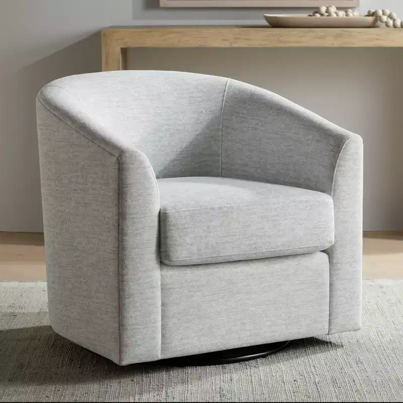 Studio 55D Barrel 30 3/4 Wide Gray Fabric Swivel Chair