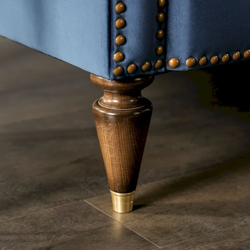 Adeben Transitional Blue Fabric Nailhead Trim Tufted 2-Piece Sofa Set by Furniture of America