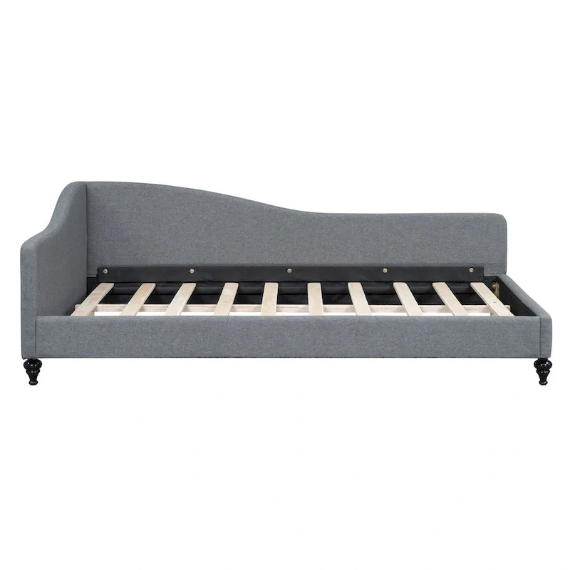 L-Shaped Linen Daybed with Solid Wood Legs