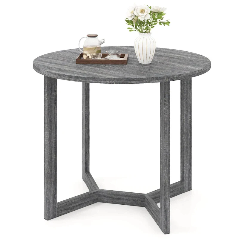 36 Inch Round Wood Dining Table for 2-4 People with Wing-Shaped Pedestal Base